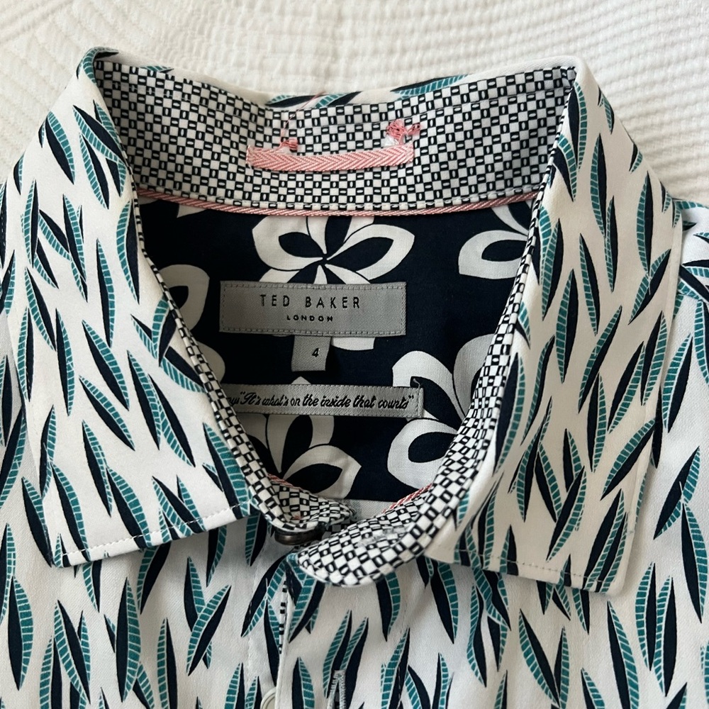 Ted Baker Black and Green Leaf Print Shirt